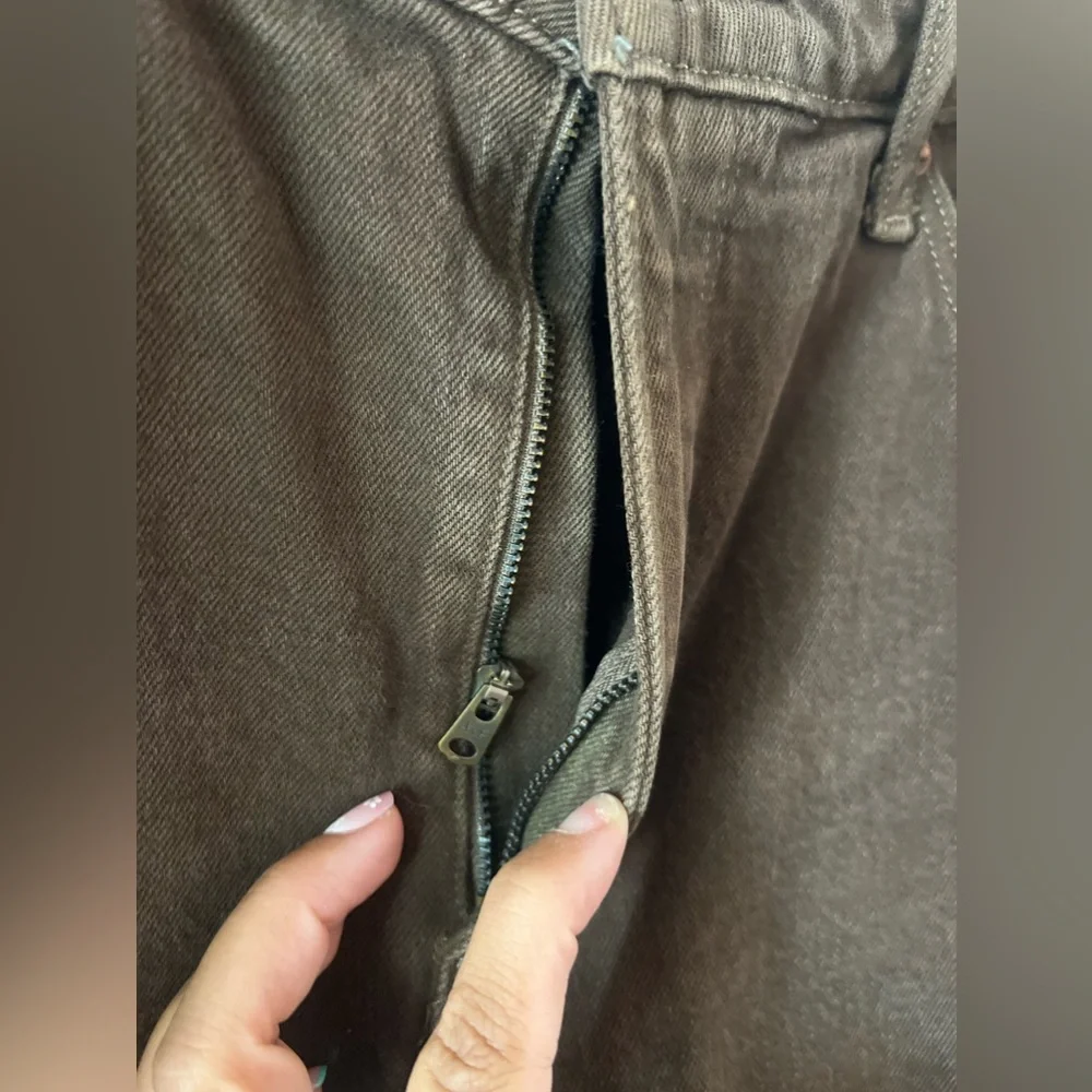 Abercrombie & Fitch Olive Green High-Rise Straight Jeans - Picture 4 of 6